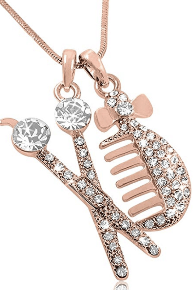 Blingy Hair Tools Necklace | Fun hairstylist gift ideas.