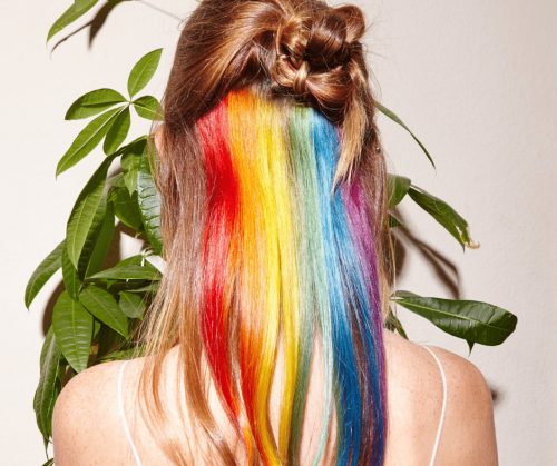 Hidden rainbow hair color.