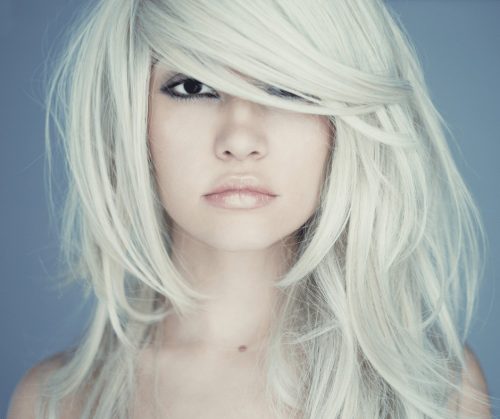 Beautiful woman with platinum blonde hair.