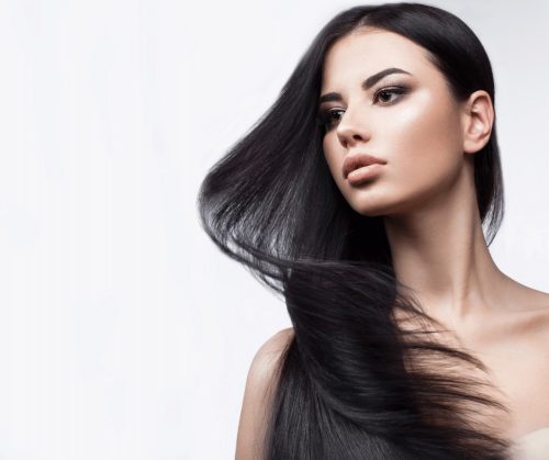 Woman with beautiful straight hair.