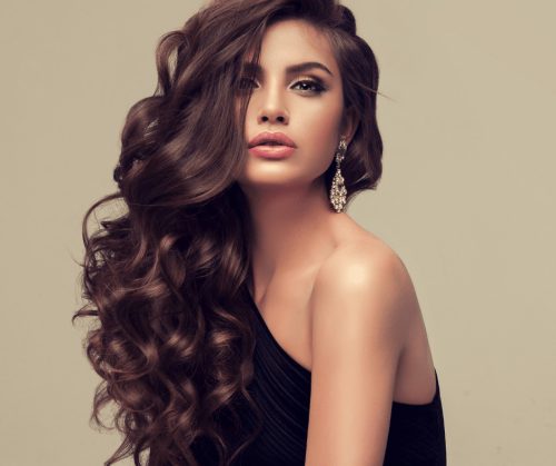 Woman with perfect curls.