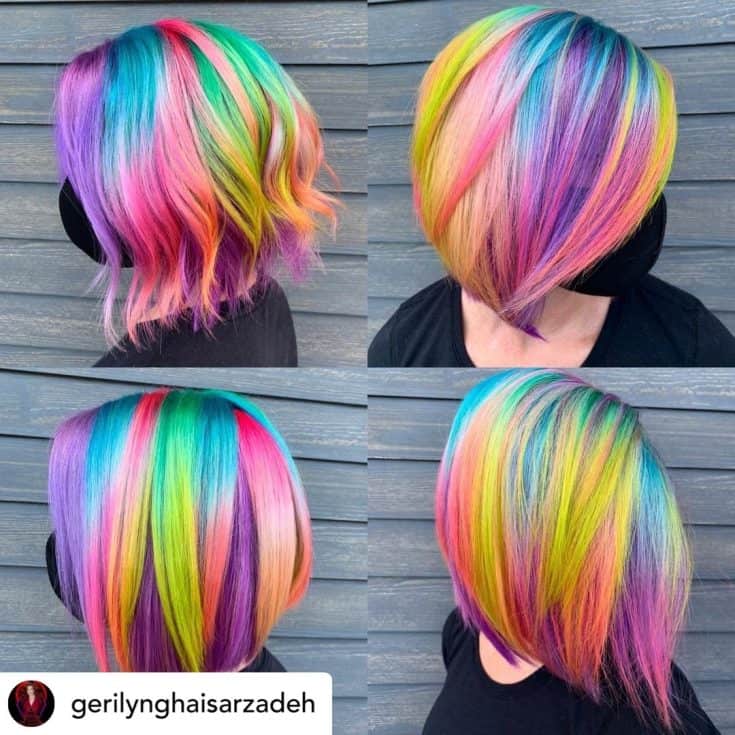 Beautiful rainbow hair color ideas.